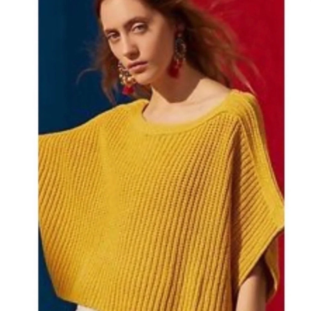 Anthropologie MOTH Aurantia sweater size XS mustard yellow